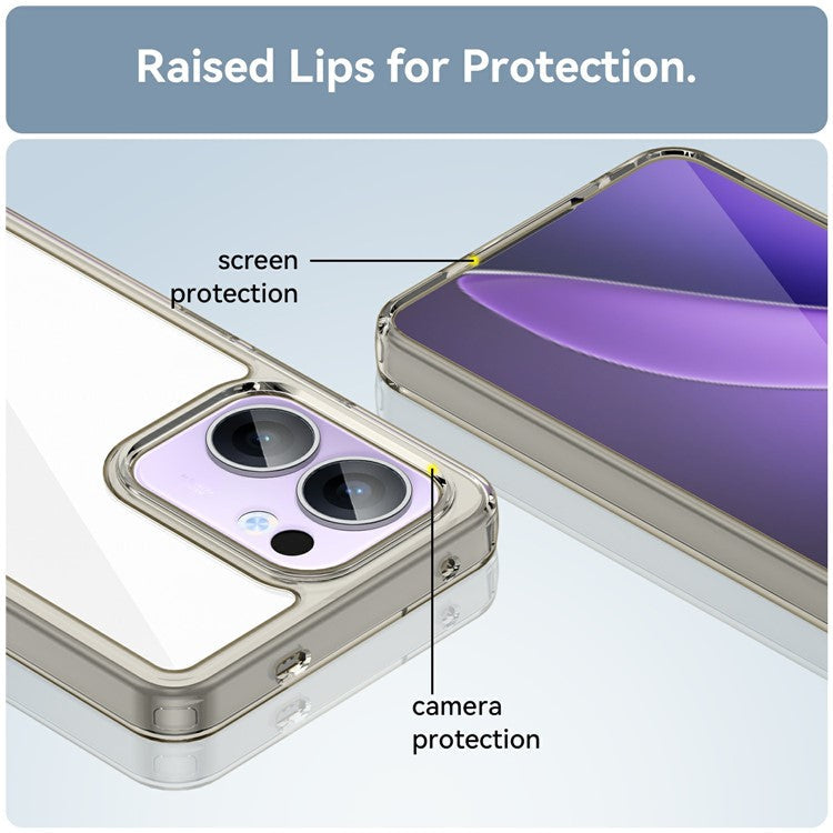 For Oppo Reno13 F 5G Case TPU + Acrylic Protective Clear Phone Cover - Transparent Grey