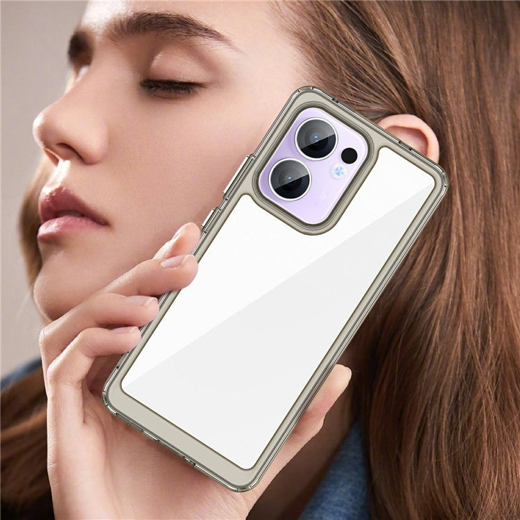 For Oppo Reno13 F 5G Case TPU + Acrylic Protective Clear Phone Cover - Transparent Grey