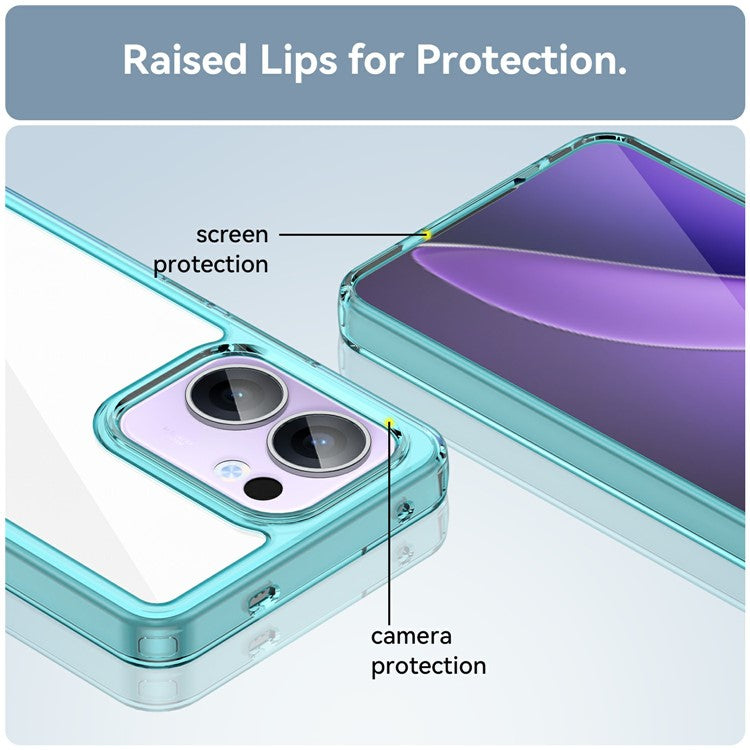 For Oppo Reno13 F 5G Case TPU + Acrylic Protective Clear Phone Cover - Transparent Blue