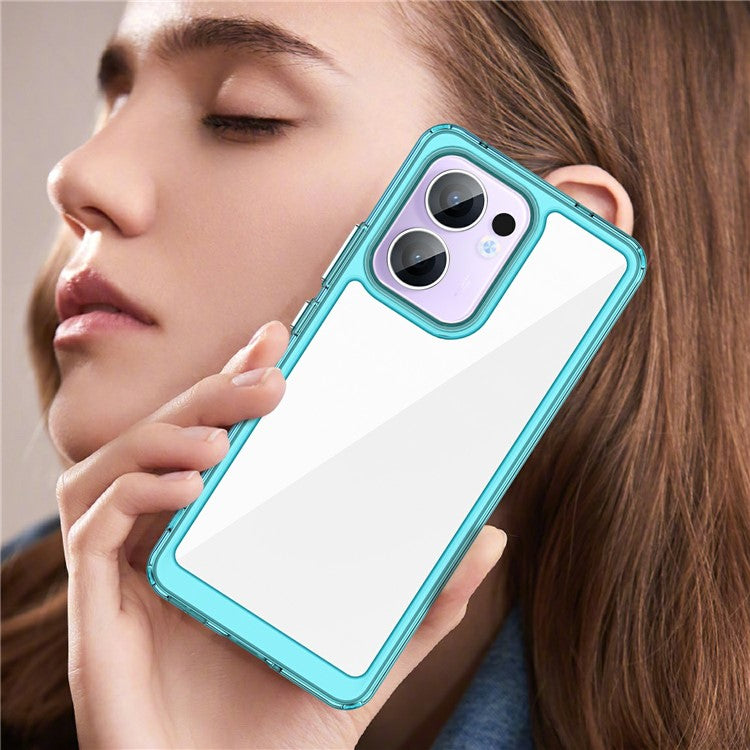 For Oppo Reno13 F 5G Case TPU + Acrylic Protective Clear Phone Cover - Transparent Blue