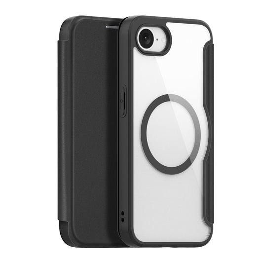 For iPhone SE (2025) Leather Case DUX DUCIS Skin X Pro Series Stand Cover Compatible with MagSafe - Black