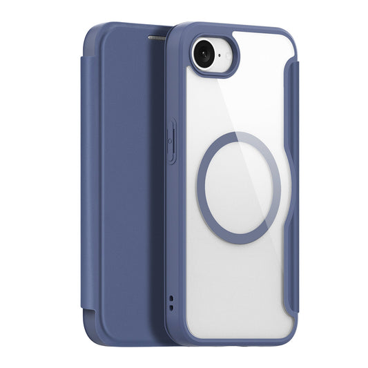 For iPhone SE (2025) Leather Case DUX DUCIS Skin X Pro Series Stand Cover Compatible with MagSafe - Blue