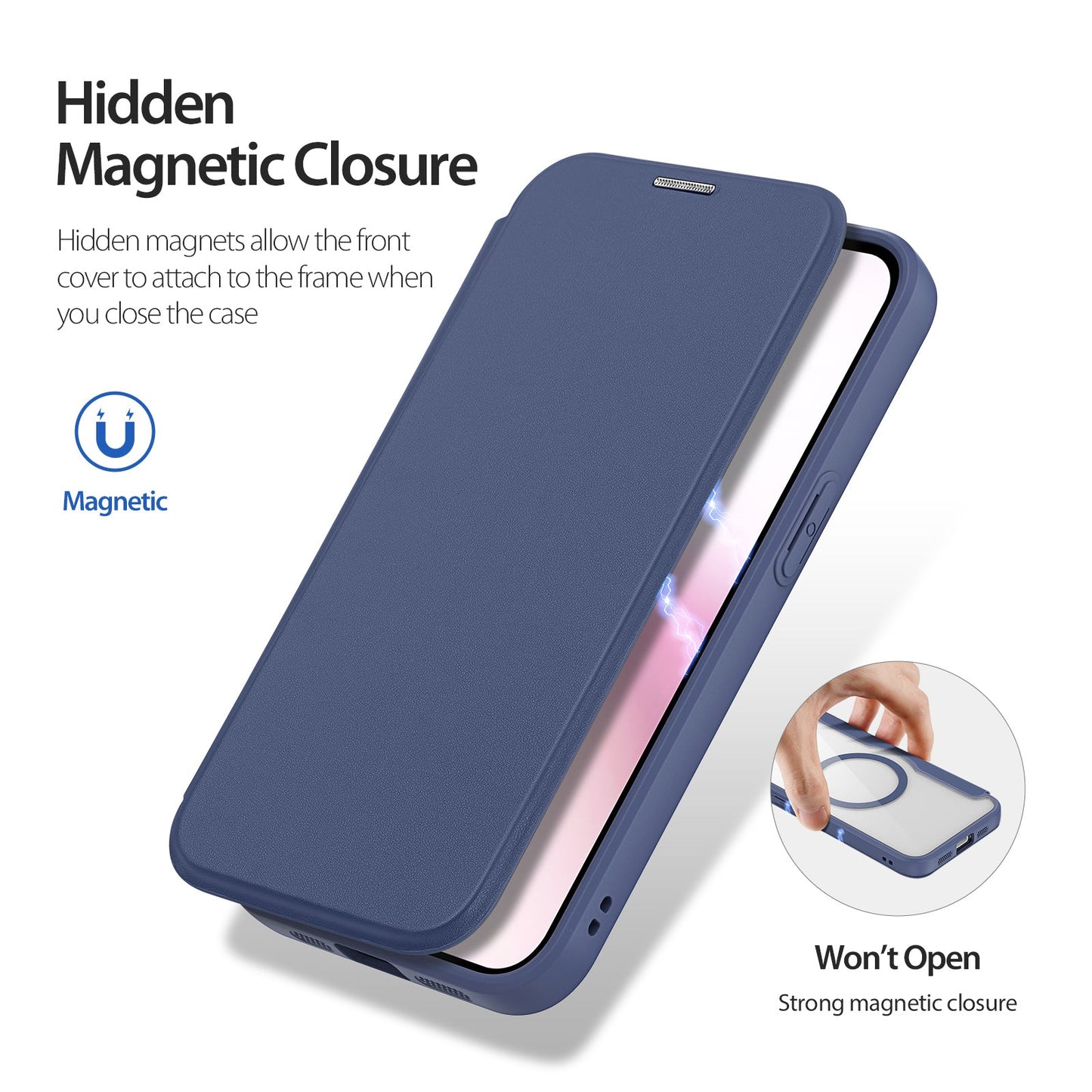 For iPhone SE (2025) Leather Case DUX DUCIS Skin X Pro Series Stand Cover Compatible with MagSafe - Blue