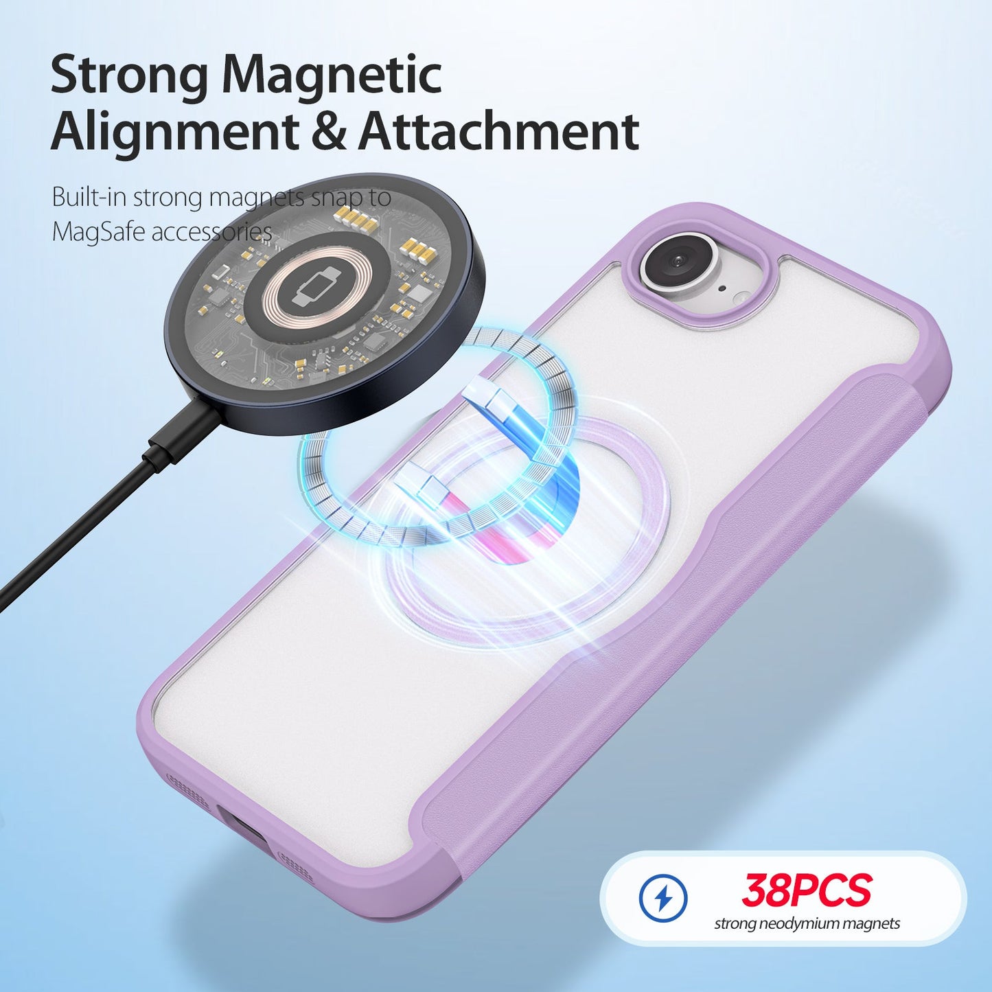 For iPhone 16e Leather Case DUX DUCIS Skin X Pro Series Stand Cover Compatible with MagSafe - Purple Pink