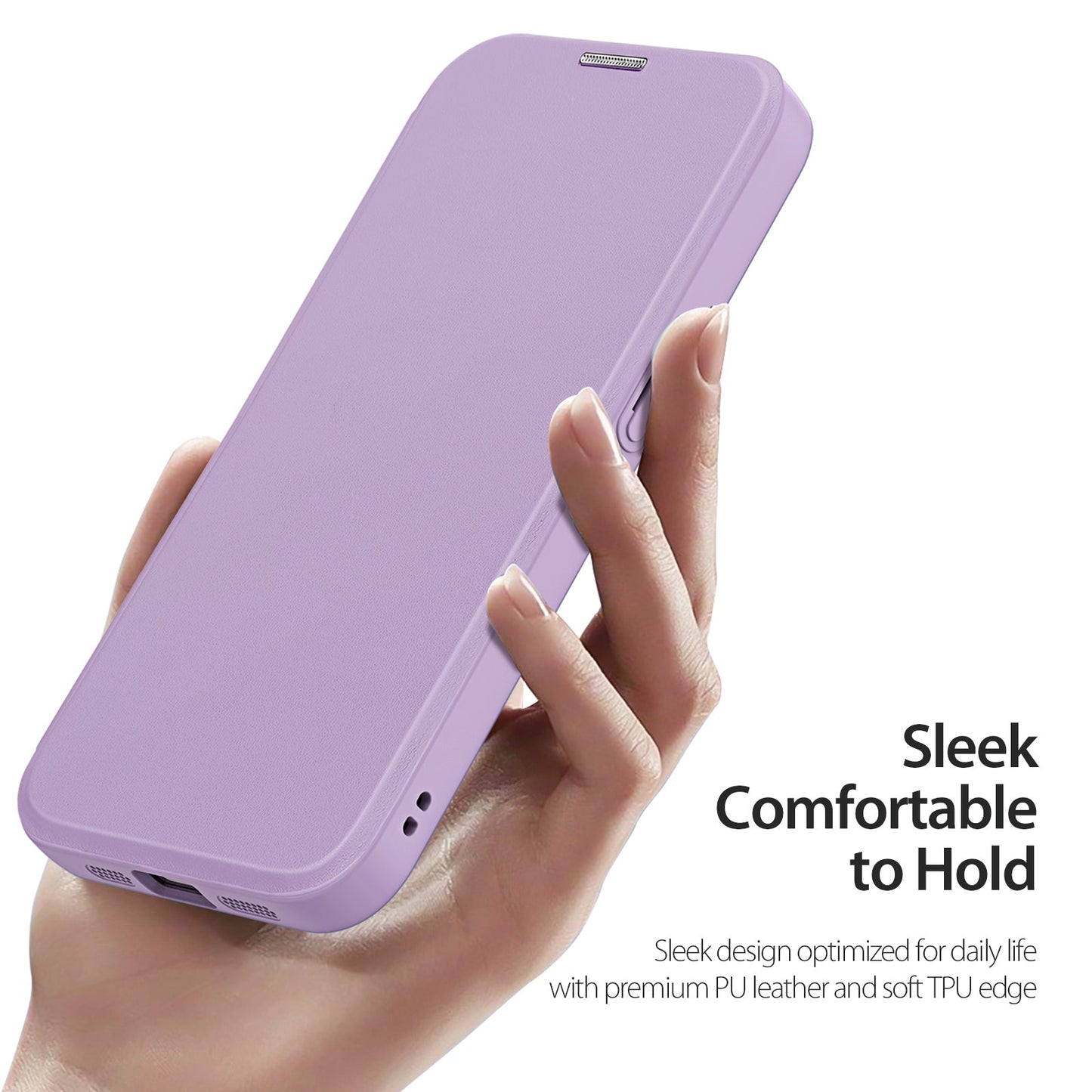 For iPhone SE (2025) Leather Case DUX DUCIS Skin X Pro Series Stand Cover Compatible with MagSafe - Purple Pink