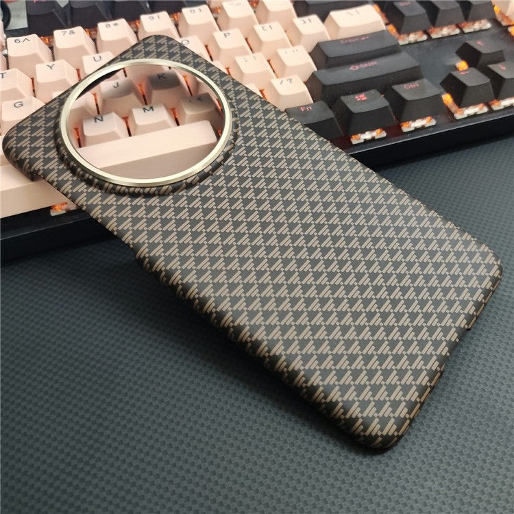 GKK For Huawei Mate 70 Magnetic Case with Metal Lens Frame Hard PC Phone Back Cover Carbon Fiber Texture - Gold