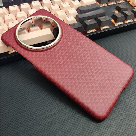 GKK For Huawei Mate 70 Magnetic Case with Metal Lens Frame Hard PC Phone Back Cover Carbon Fiber Texture - Red