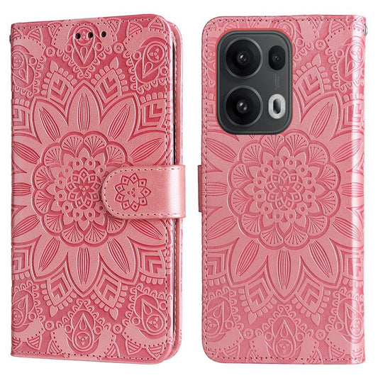 For Oppo Reno13 Pro 5G Case Sunflower Imprint Leather Wallet Phone Cover - Pink