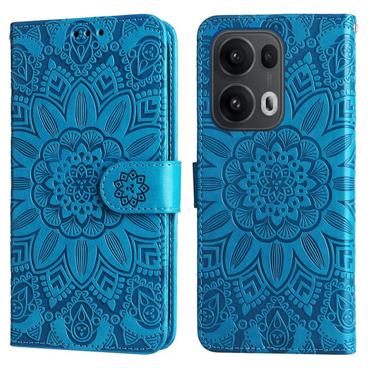For Oppo Reno13 Pro 5G Case Sunflower Imprint Leather Wallet Phone Cover - Blue
