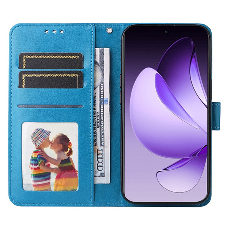 For Oppo Reno13 Pro 5G Case Sunflower Imprint Leather Wallet Phone Cover - Blue