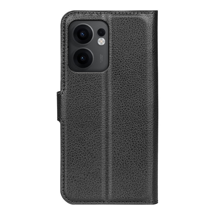 For Oppo Reno13 F 5G Case Litchi Texture Shockproof Leather Wallet Phone Cover - Black