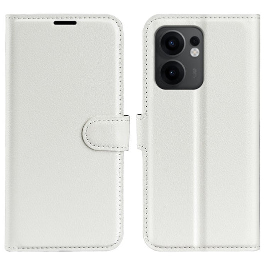 For Oppo Reno13 F 5G Case Litchi Texture Shockproof Leather Wallet Phone Cover - White