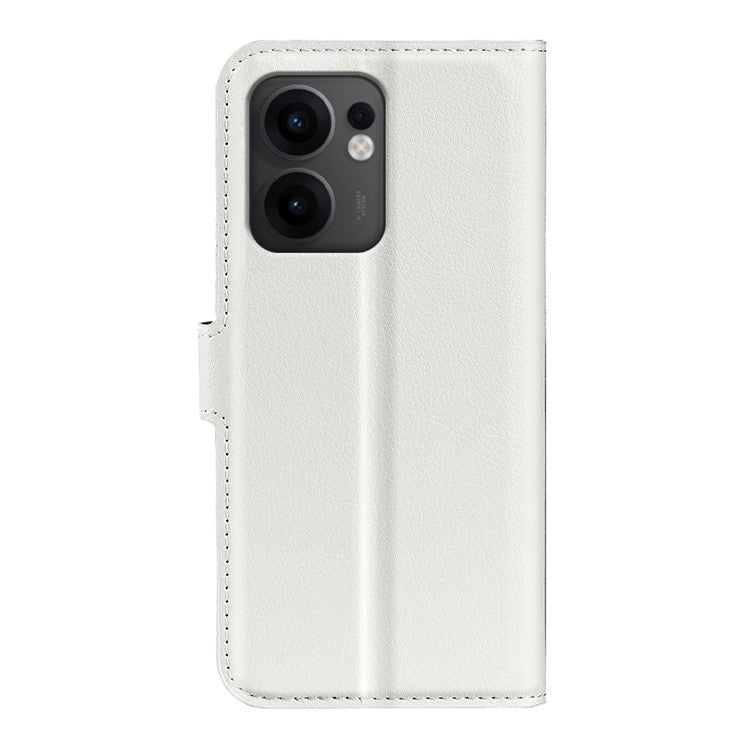 For Oppo Reno13 F 5G Case Litchi Texture Shockproof Leather Wallet Phone Cover - White