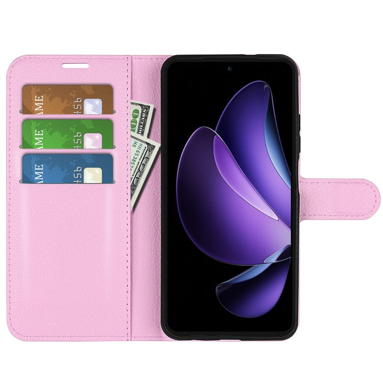 For Oppo Reno13 F 5G Case Litchi Texture Shockproof Leather Wallet Phone Cover - Pink
