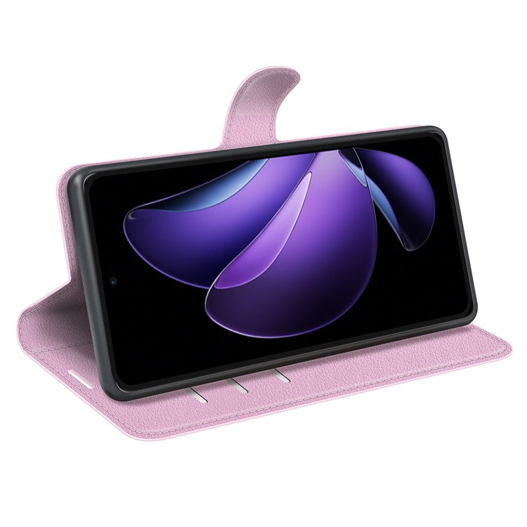 For Oppo Reno13 F 5G Case Litchi Texture Shockproof Leather Wallet Phone Cover - Pink