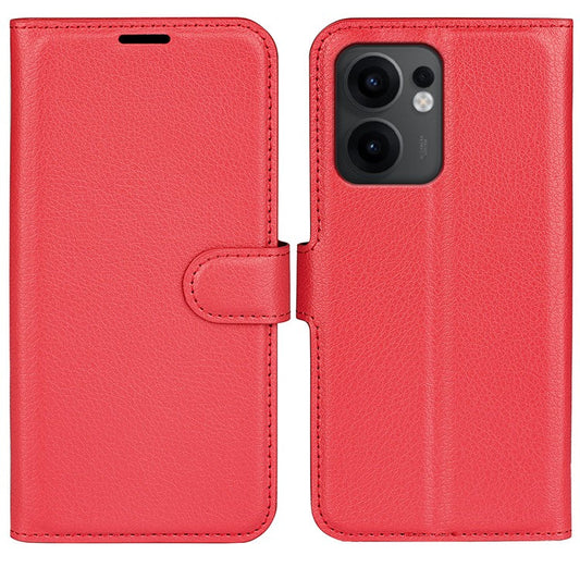 For Oppo Reno13 F 5G Case Litchi Texture Shockproof Leather Wallet Phone Cover - Red