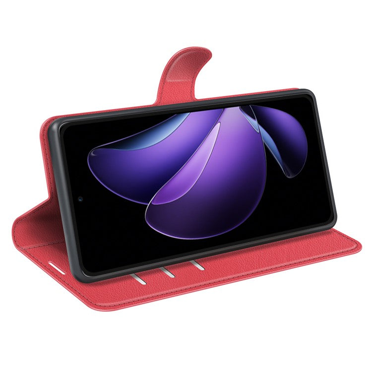 For Oppo Reno13 F 5G Case Litchi Texture Shockproof Leather Wallet Phone Cover - Red