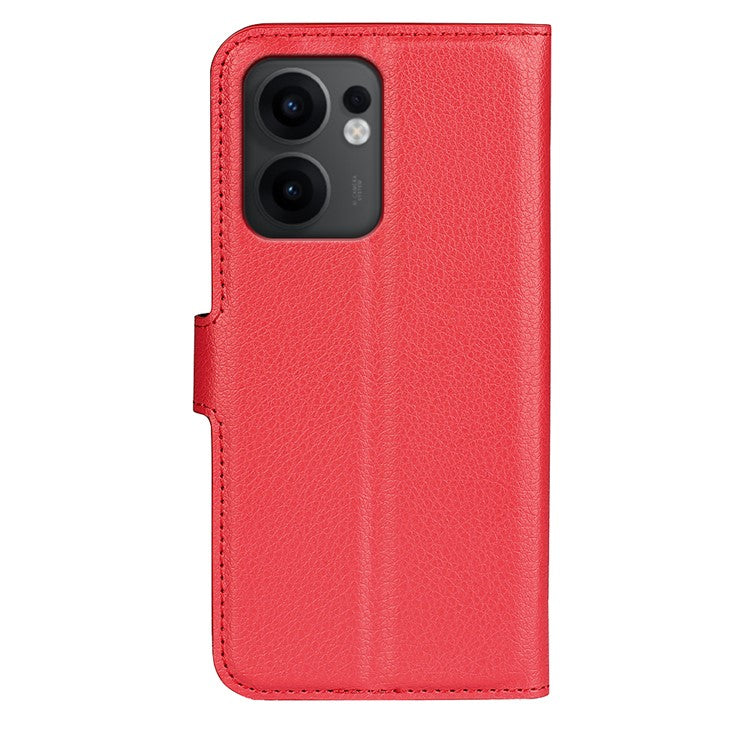 For Oppo Reno13 F 5G Case Litchi Texture Shockproof Leather Wallet Phone Cover - Red