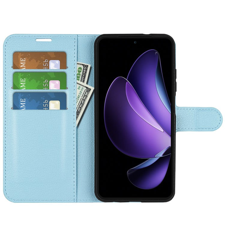 For Oppo Reno13 F 5G Case Litchi Texture Shockproof Leather Wallet Phone Cover - Blue