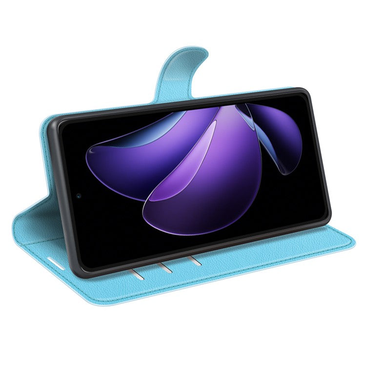 For Oppo Reno13 F 5G Case Litchi Texture Shockproof Leather Wallet Phone Cover - Blue