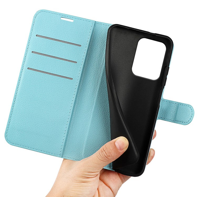 For Oppo Reno13 F 5G Case Litchi Texture Shockproof Leather Wallet Phone Cover - Blue