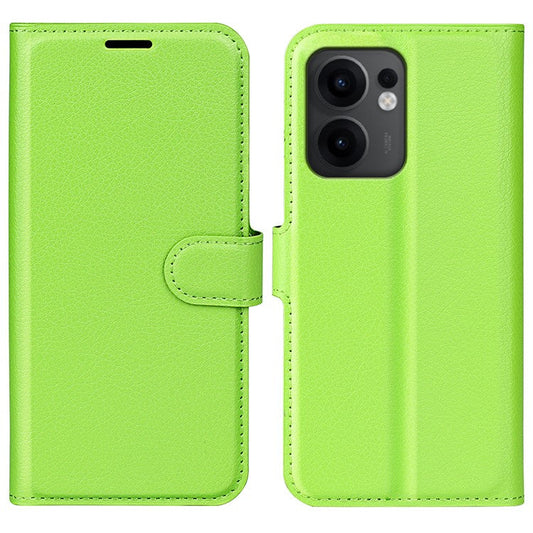 For Oppo Reno13 F 5G Case Litchi Texture Shockproof Leather Wallet Phone Cover - Green