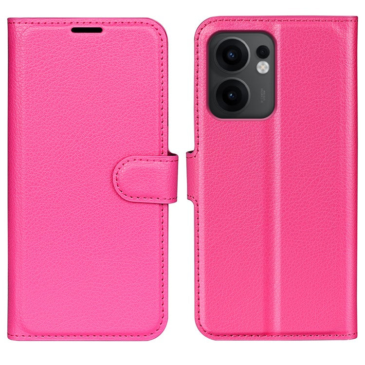 For Oppo Reno13 F 5G Case Litchi Texture Shockproof Leather Wallet Phone Cover - Rose