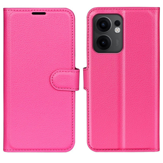 For Oppo Reno13 F 5G Case Litchi Texture Shockproof Leather Wallet Phone Cover - Rose