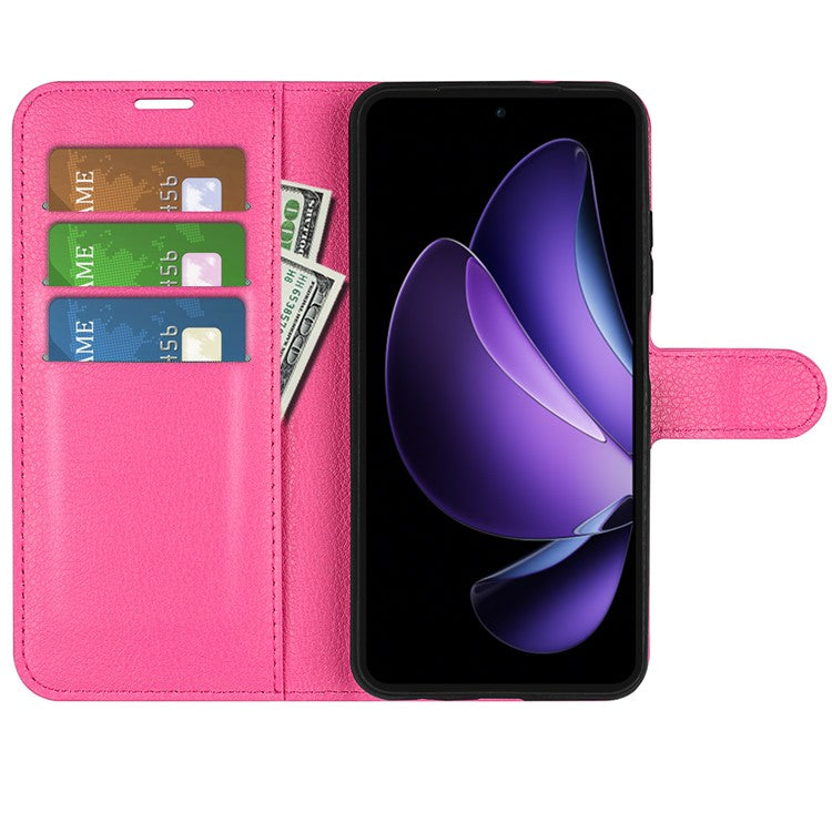 For Oppo Reno13 F 5G Case Litchi Texture Shockproof Leather Wallet Phone Cover - Rose