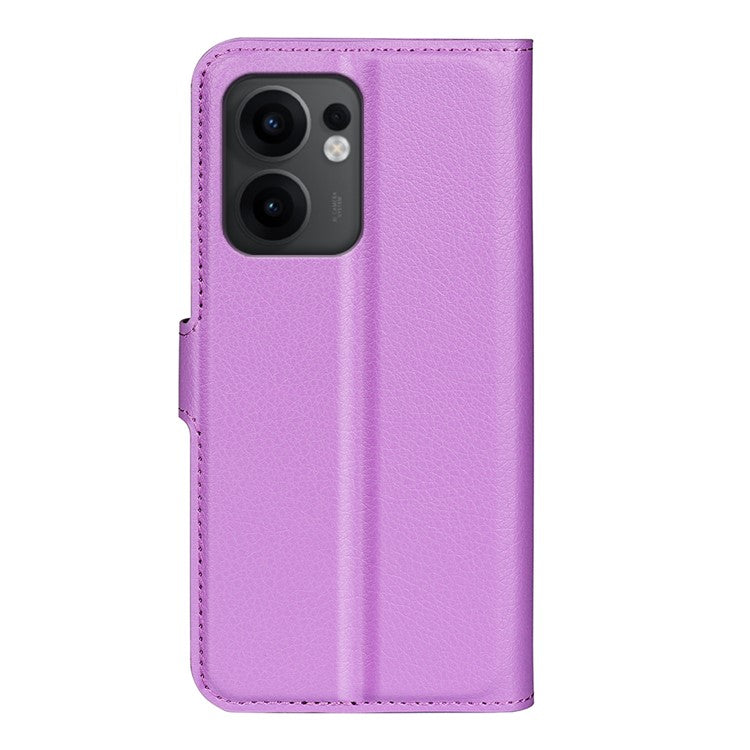 For Oppo Reno13 F 5G Case Litchi Texture Shockproof Leather Wallet Phone Cover - Purple