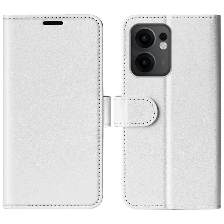 For Oppo Reno13 F 5G Wallet Case Crazy Horse Texture Stand Leather Phone Cover - White