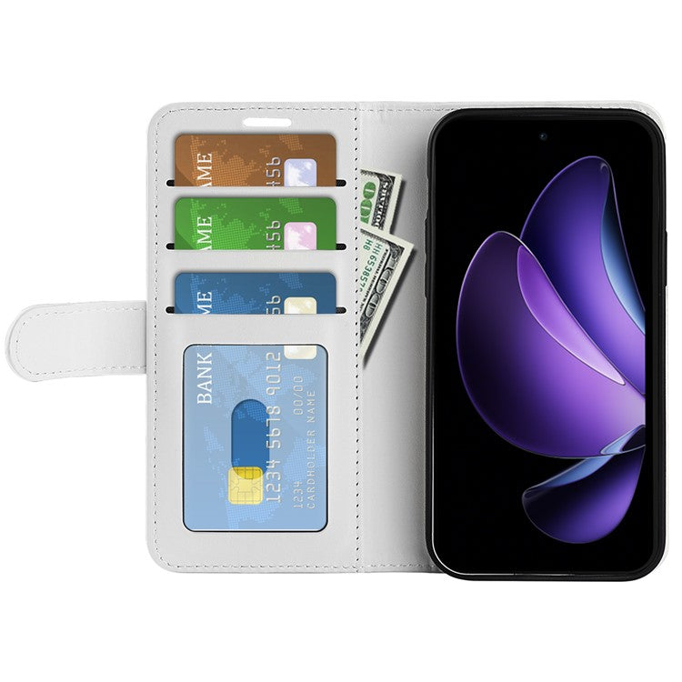 For Oppo Reno13 F 5G Wallet Case Crazy Horse Texture Stand Leather Phone Cover - White