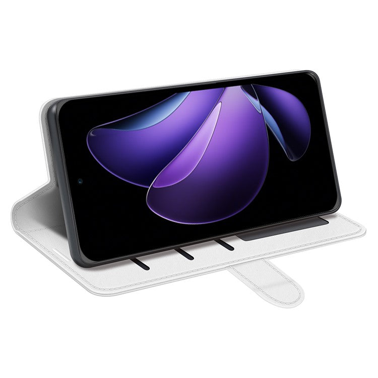 For Oppo Reno13 F 5G Wallet Case Crazy Horse Texture Stand Leather Phone Cover - White