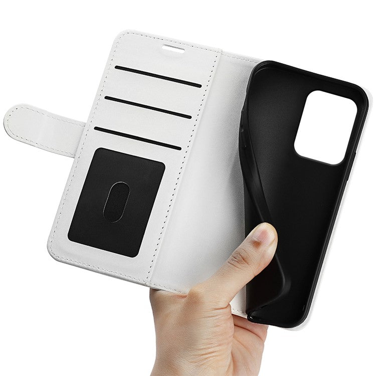 For Oppo Reno13 F 5G Wallet Case Crazy Horse Texture Stand Leather Phone Cover - White