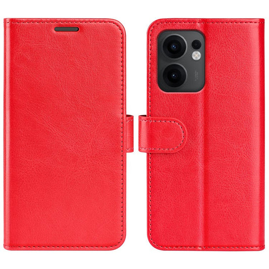 For Oppo Reno13 F 5G Wallet Case Crazy Horse Texture Stand Leather Phone Cover - Red