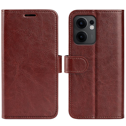 For Oppo Reno13 F 5G Wallet Case Crazy Horse Texture Stand Leather Phone Cover - Brown