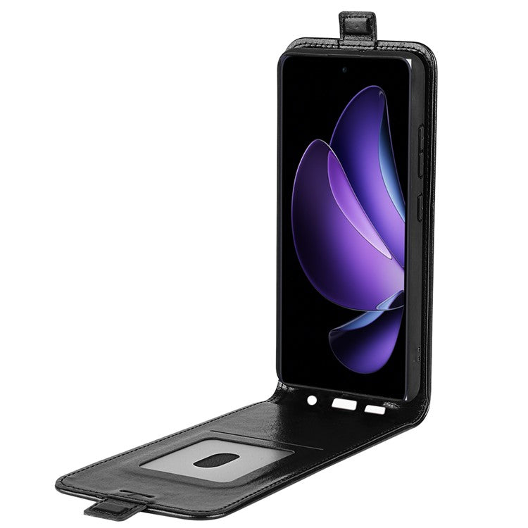 For Oppo Reno13 F 5G Case with Card Slots Vertical Flip Leather Phone Cover - Black