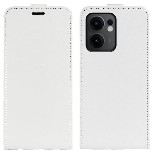 For Oppo Reno13 F 5G Case with Card Slots Vertical Flip Leather Phone Cover - White