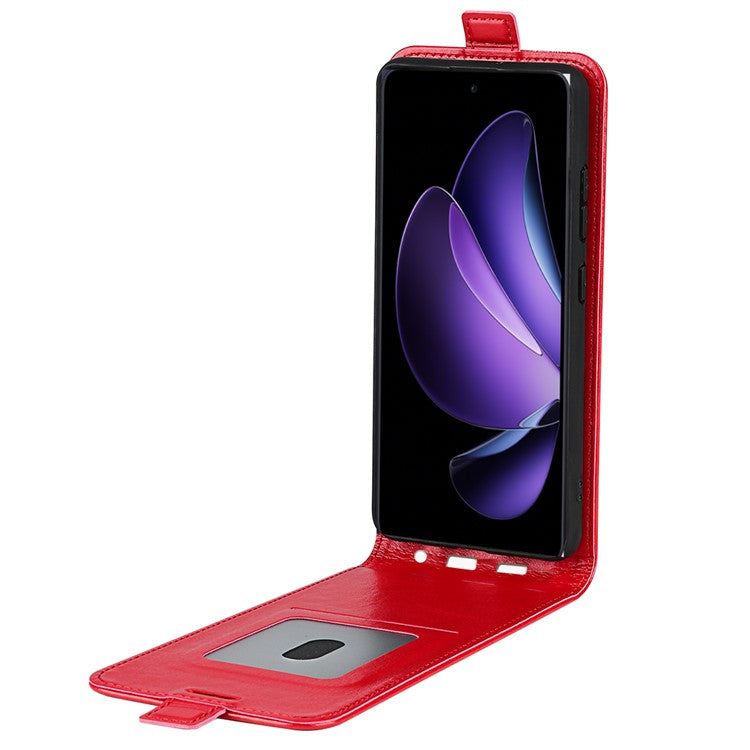 For Oppo Reno13 F 5G Case with Card Slots Vertical Flip Leather Phone Cover - Red
