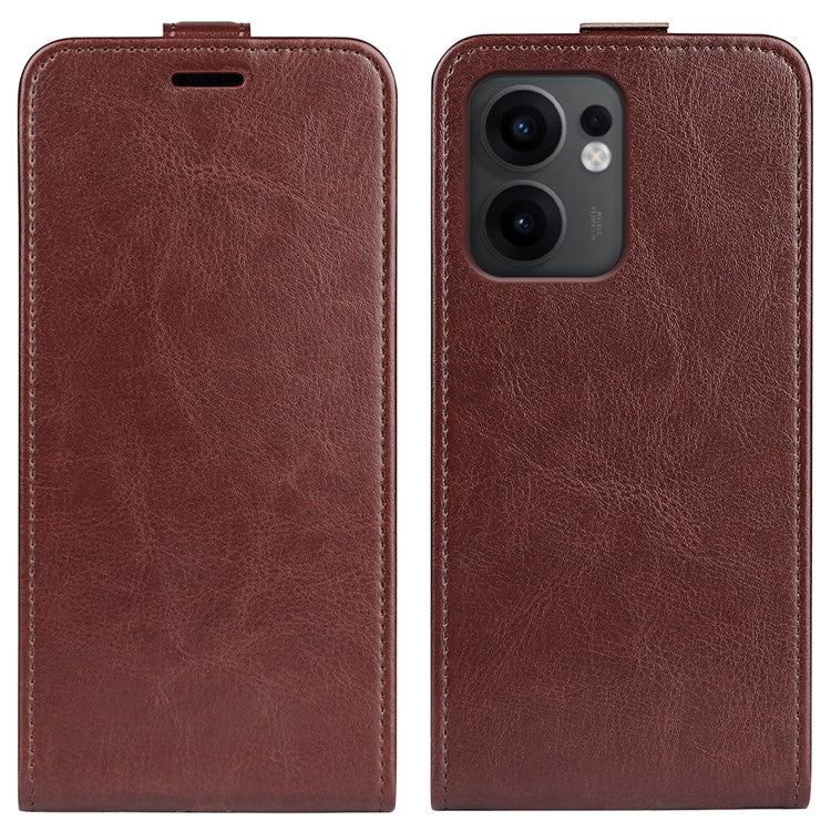 For Oppo Reno13 F 5G Case with Card Slots Vertical Flip Leather Phone Cover - Brown