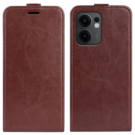 For Oppo Reno13 F 5G Case with Card Slots Vertical Flip Leather Phone Cover - Brown