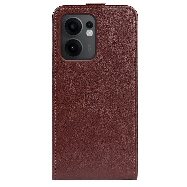 For Oppo Reno13 F 5G Case with Card Slots Vertical Flip Leather Phone Cover - Brown