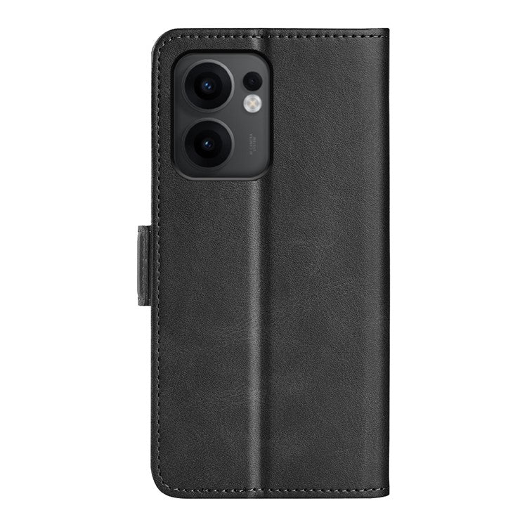 For Oppo Reno13 F 5G Stand Case Calf Texture Leather Wallet Phone Cover - Black