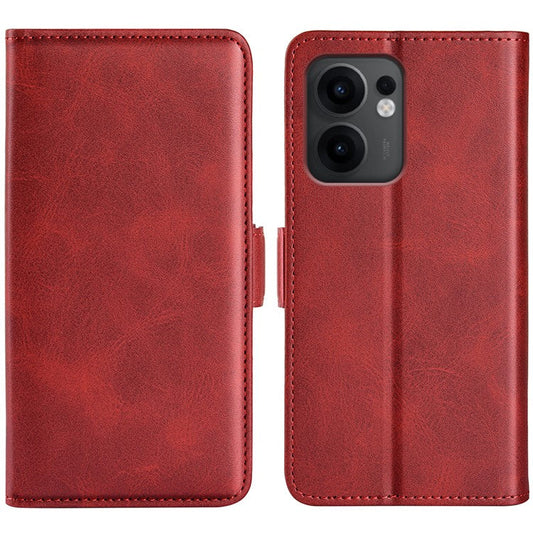 For Oppo Reno13 F 5G Stand Case Calf Texture Leather Wallet Phone Cover - Red