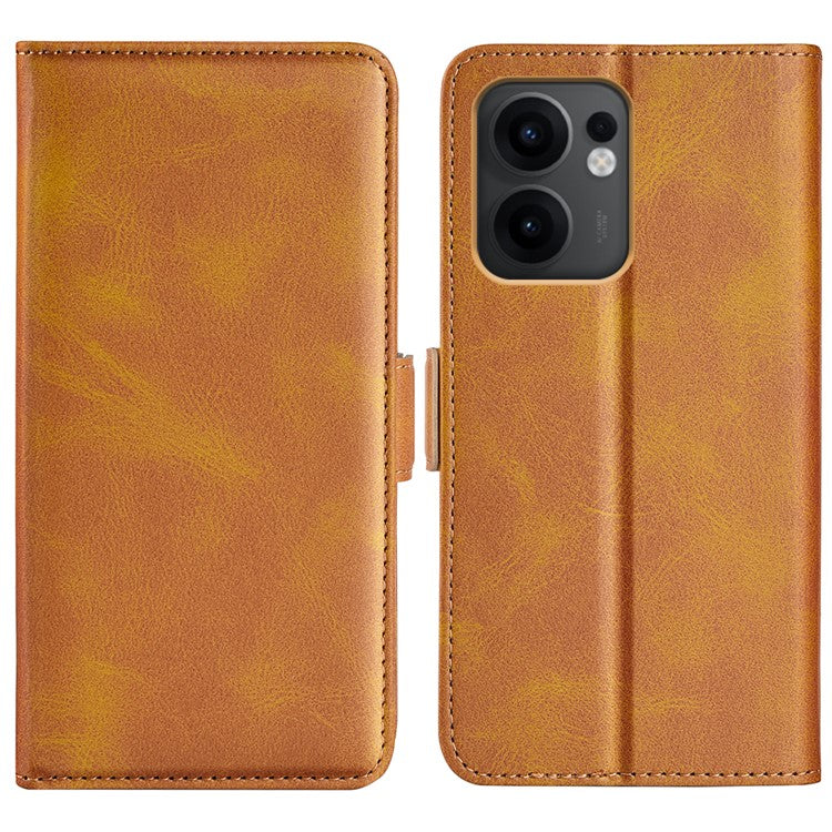For Oppo Reno13 F 5G Stand Case Calf Texture Leather Wallet Phone Cover - Yellow