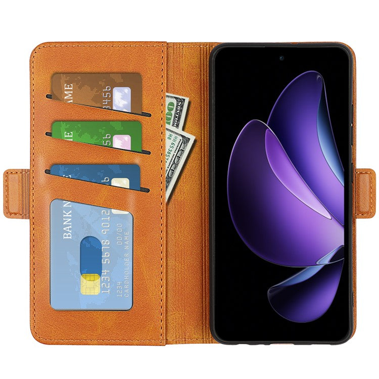 For Oppo Reno13 F 5G Stand Case Calf Texture Leather Wallet Phone Cover - Yellow