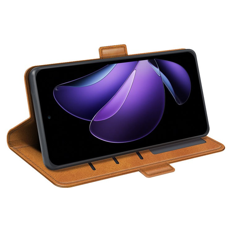 For Oppo Reno13 F 5G Stand Case Calf Texture Leather Wallet Phone Cover - Yellow