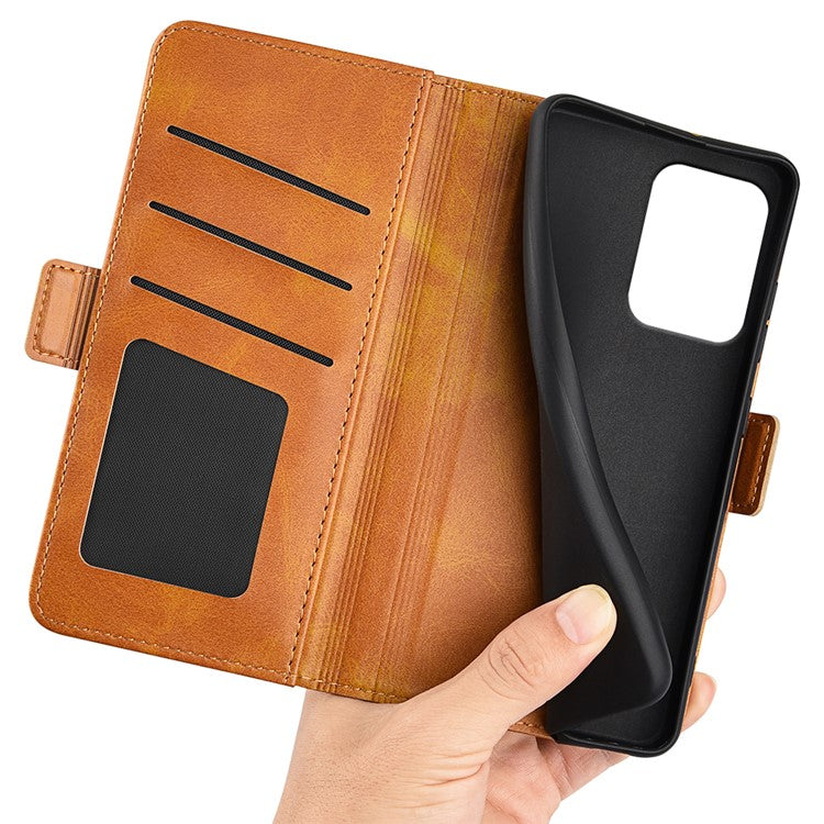 For Oppo Reno13 F 5G Stand Case Calf Texture Leather Wallet Phone Cover - Yellow