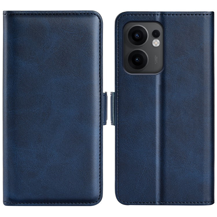 For Oppo Reno13 F 5G Stand Case Calf Texture Leather Wallet Phone Cover - Blue