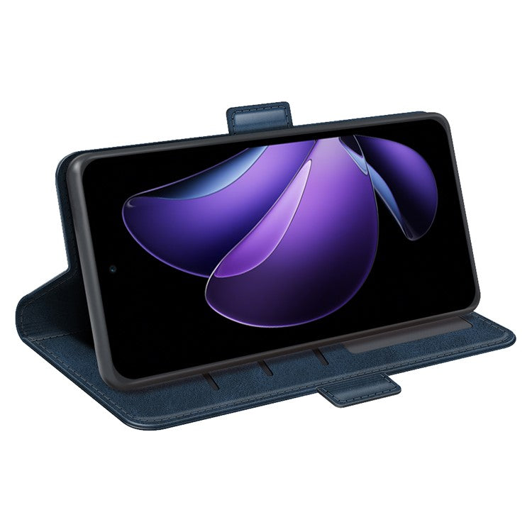 For Oppo Reno13 F 5G Stand Case Calf Texture Leather Wallet Phone Cover - Blue